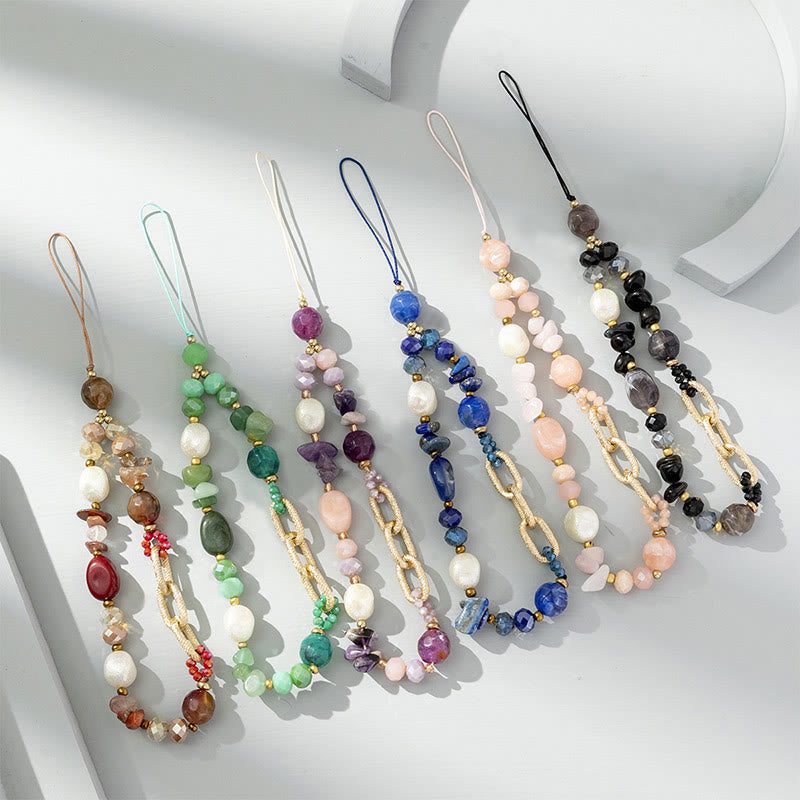 Olivenorma Natural Irregular Stone Beaded Chain Phone Strap - image 1