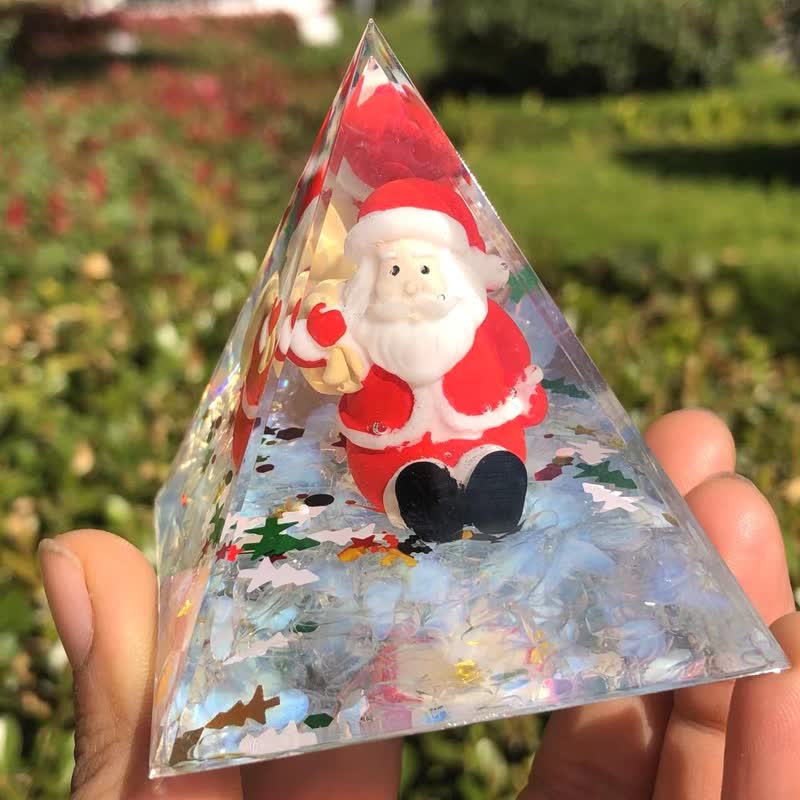 Olivenorma Christmas Santa With Moonstone Orgone Pyramid