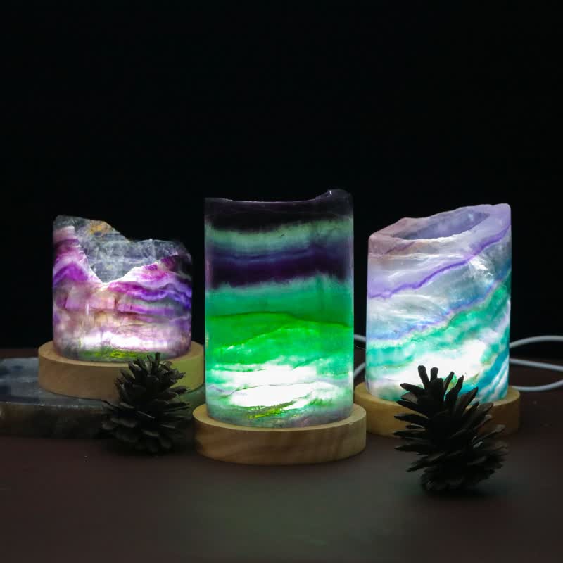 Olivenorma Natural Fluorite Cylinder Crystal Lamp