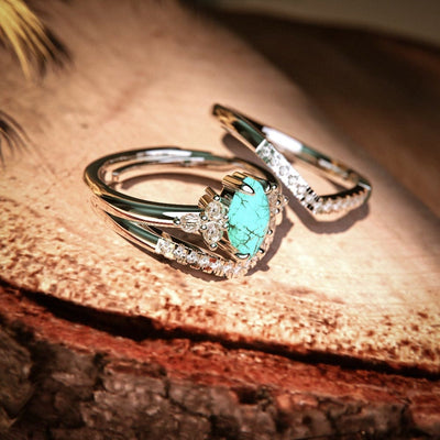 Olivenorma S925 Sterling Silver Turquoise Two-piece Ring