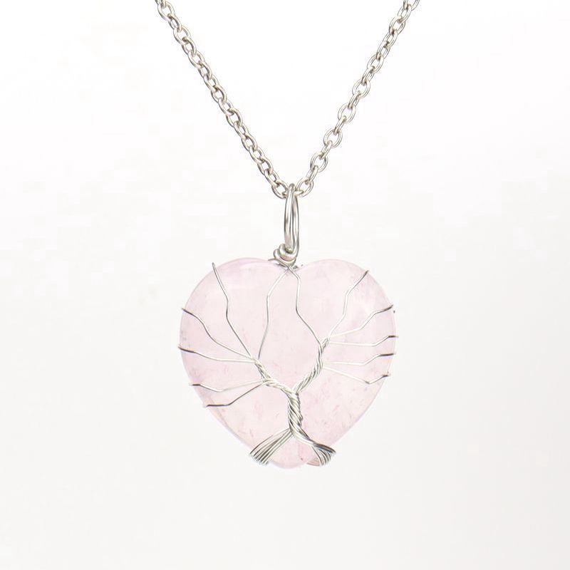 Olivenorma Natural Crystal Heart Necklace