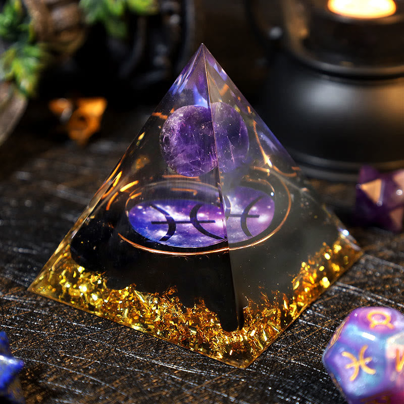 Olivenorma Amethyst Ball Obsidian Gravel Zodiac Pisces Orgone Pyramid