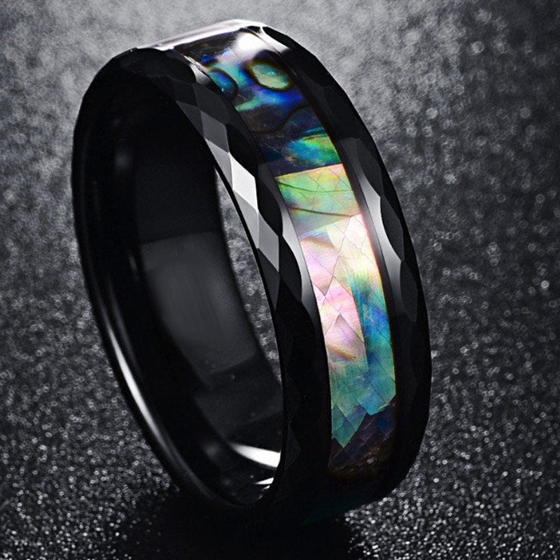 Olivenorma Koa Wood and Abalone Shell Tungsten Carbide Ring - image 23