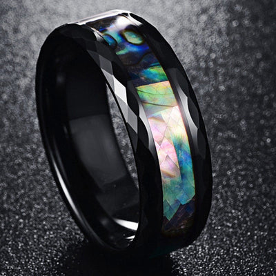 Olivenorma Koa Wood and Abalone Shell Tungsten Carbide Ring - image 23