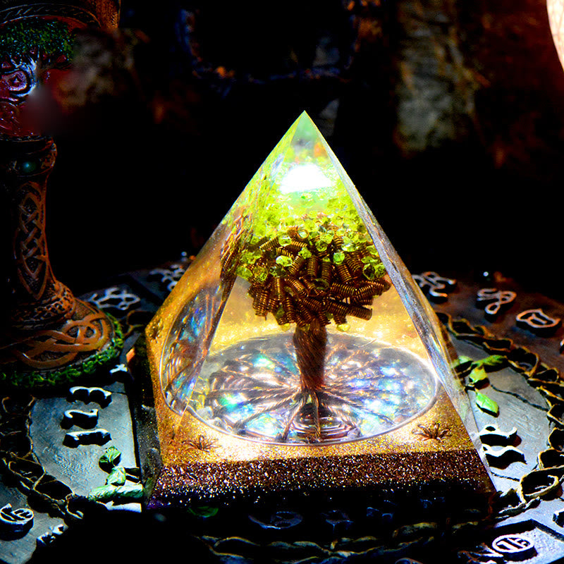 Olivenorma Tree Of Life Peridot Orgone Pyramid