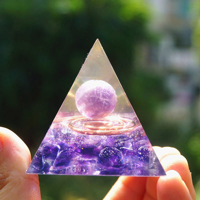 Olivenorma Amethyst Clear Crystal Orgone Pyramid