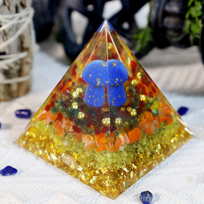 Carnelian Lapis Lazuli Mmushroom Orgone Pyramid