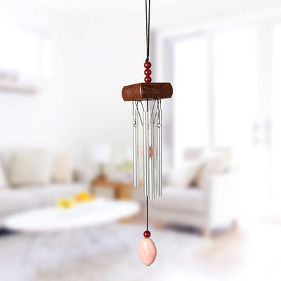 Olivenorma Solid Wood Aluminum Rod Natural Stone Wind Chime