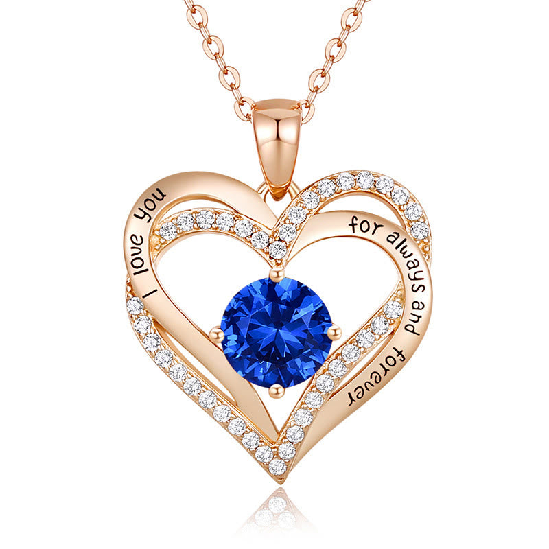 Olivenorma "I love you for always and forever" - Birtshtone Heart Necklace - Rosegold - September - image 12