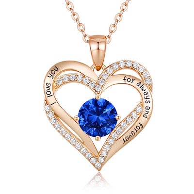 Olivenorma "I love you for always and forever" - Birtshtone Heart Necklace - Rosegold - September - image 12