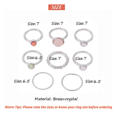 Olivenorma 8pcs Knuckle Stackable Midi Finger Ring Set