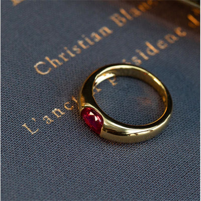 Olivenorma Garnet Gold Plated Minimalist Luxury Ring