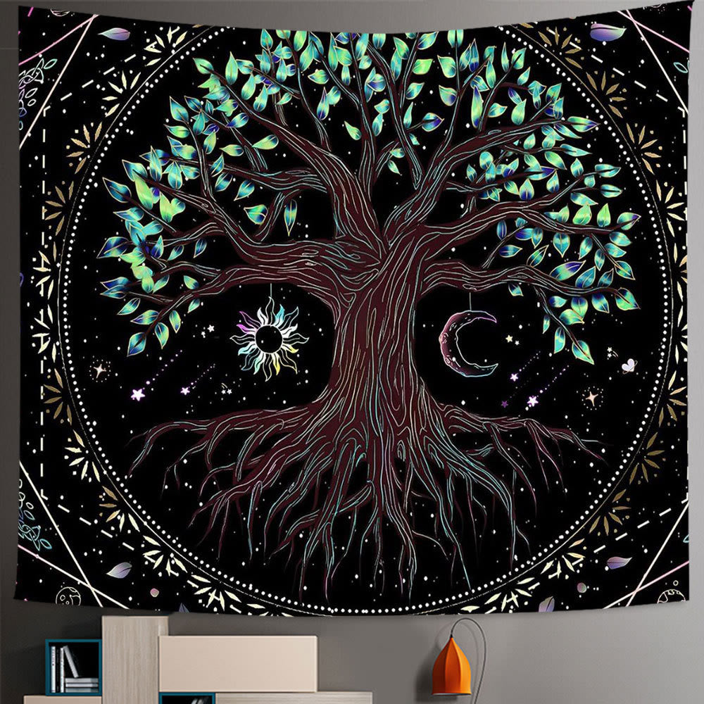 Olivenorma Seven Chakra Tree Of Life Boho Mandala Tapestry