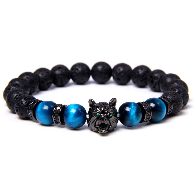 Olivenorma Blue Tiger Eye Wolf Bracelet