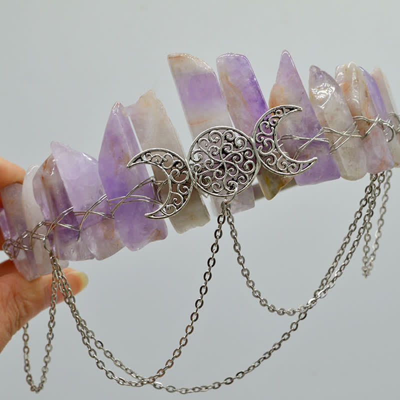 Olivenorma Cresent Moon Goddess Natural Crystal Crown