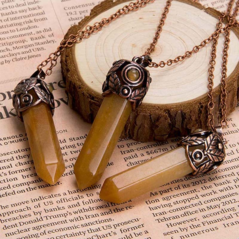 Olivenorma Natural Crystal Hexagon Necklace