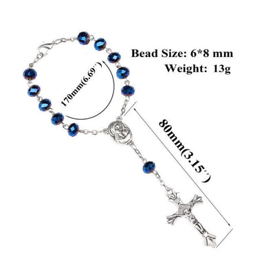 Olivenorma Crystal Rosary Cross Bracelet