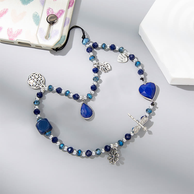 Olivenorma Crystal Pearl Drop Heart Shape Phone Strap - Sapphire - image 13