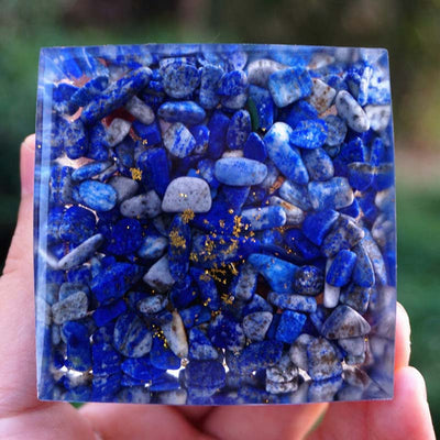 Olivenorma Lapis Lazuli With Strawberry Quartz Tree Of Life Orgone Pyramid