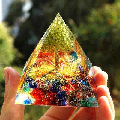 Olivenorma Fluorite Peridot Tree Of Life Orgone Pyramid