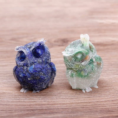 Olivenorma Natural Crystal Resin Owl Gemstone Decoration