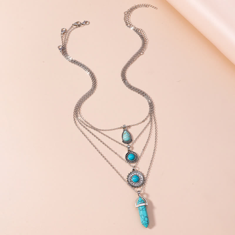 Olivenorma Turquoise Earrings Multi-layered Necklace Set