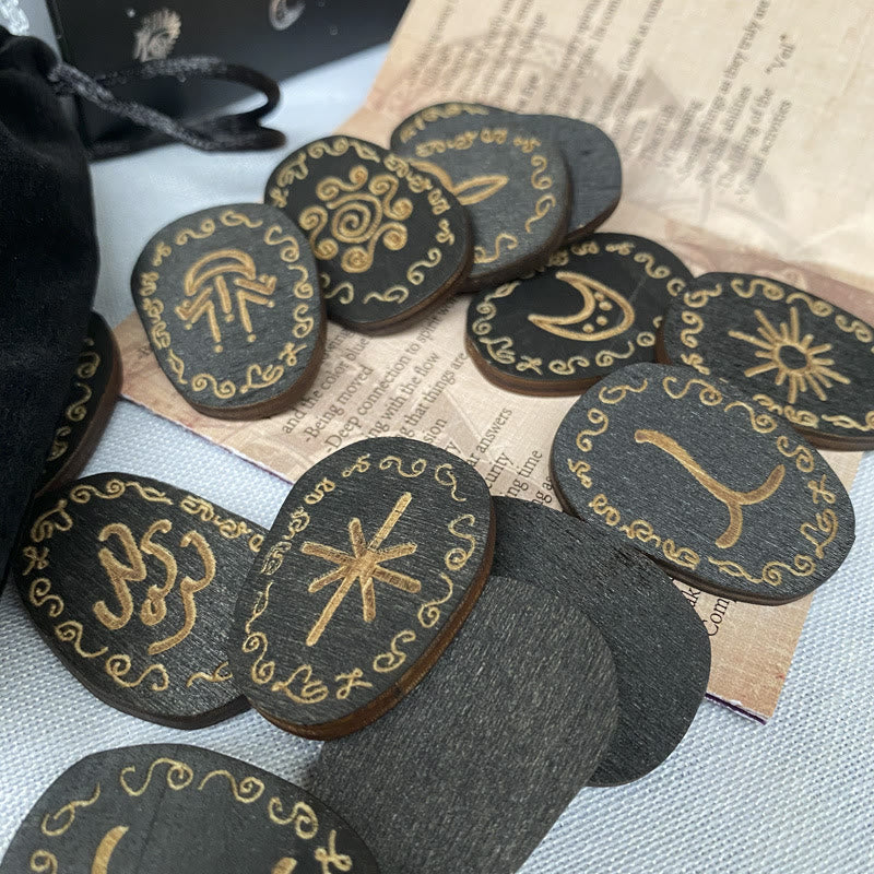 Olivenorma Witch Rune Set Healing Alchemy Woodcut Meditation Decor