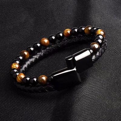 Olivenorma Natural Tiger Eye Leather Rope Double Layer Bracelet - image 6