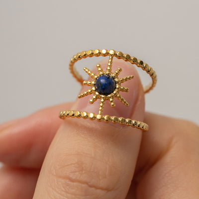 Olivenorma Sunflower Double Row Eight Pointed Star Gem Ring