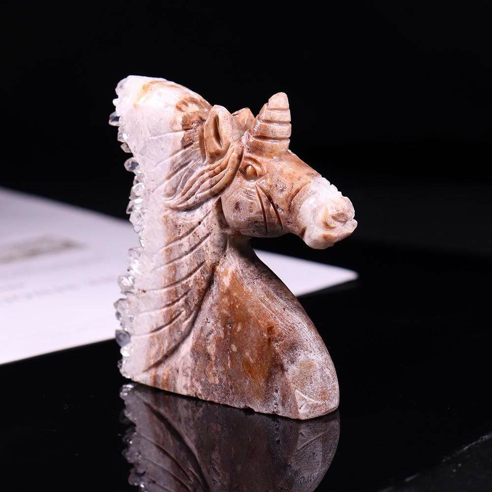 Olivenorma Natural Clear Crystal Unicorn Gemstone Decoration