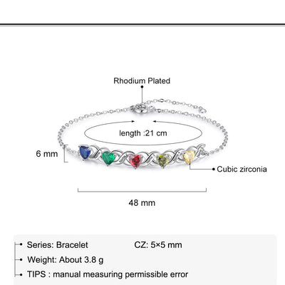 Olivenorma Custom Engraved Mothers Birthstone Bracelet