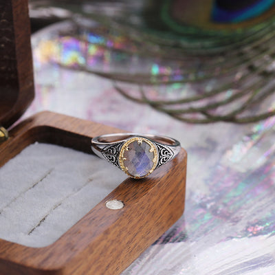 Olivenorma Natural Labradorite 925 Sterling Silver Ring