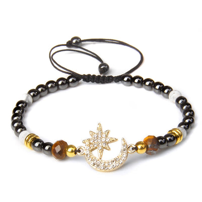 Olivenorma "Moon And Starlight" Gemstone Moon & Star Bracelet