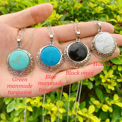 Olivenorma Round Crystal Genuine Stone Adjustable Necklace