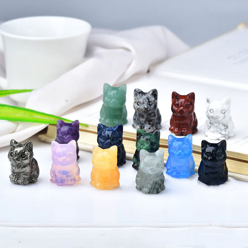 Olivenorma Crystal Kitten Stone Carving Crafts Gemstone Decoration