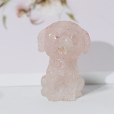 Olivenorma Natural Crystal Gravel Dog Ornament Gemstone Decoration