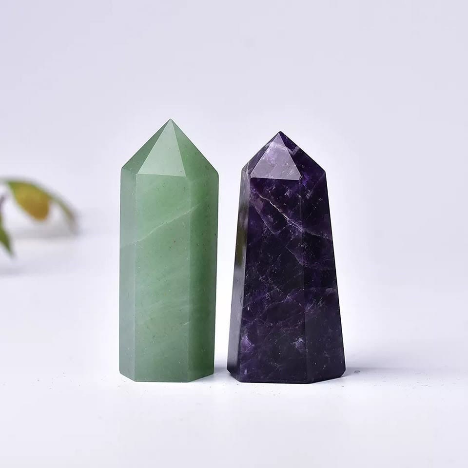 Olivenorma Natural Seven Crystal Wands Energy Stone Decoration Set