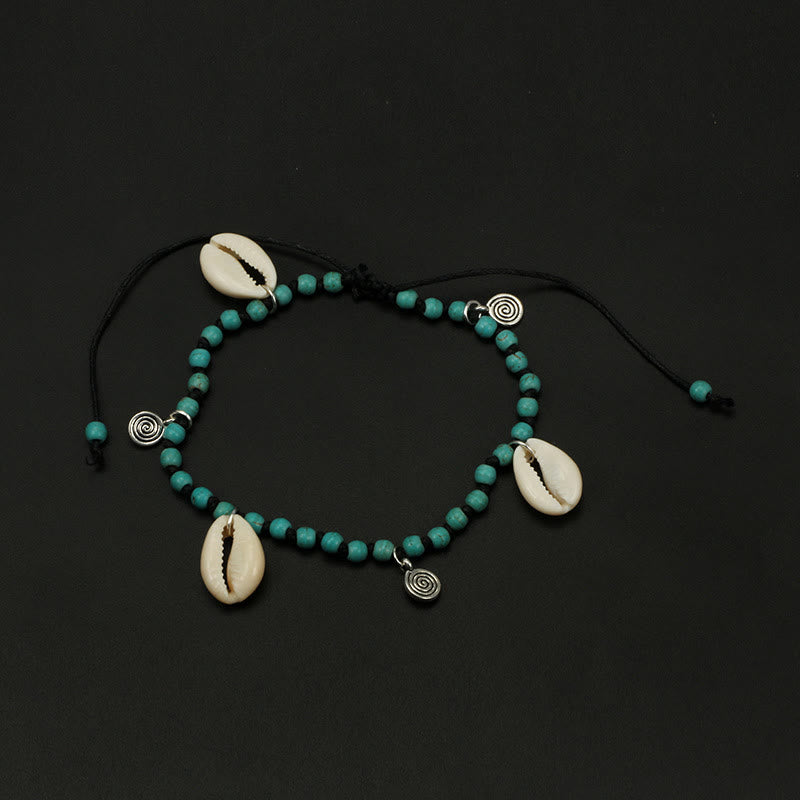 Olivenorma Natural Turquoise Beaded Shell Pendant Bracelet Anklet