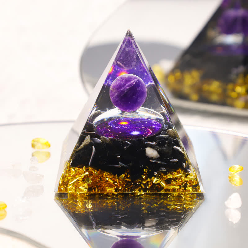 Olivenorma Yin And Yang Obsidian Orgone Pyramid