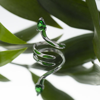 Olivenorma Emerald Snake Knuckle Cuff Ring