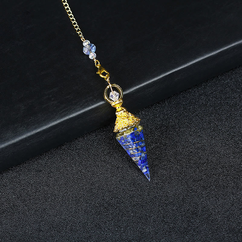 Olivenorma Natural Crystal Resin Hexagonal Pyramid Pendulum