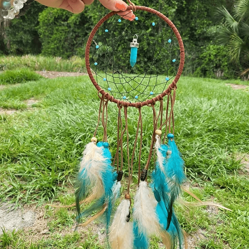 Olivenorma Amazonite Blue Crystal Dream Catcher