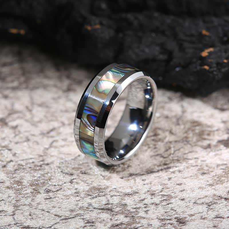 Olivenorma Koa Wood and Abalone Shell Tungsten Carbide Ring - Silver #2 - AU Size Z（US 13） - image 17