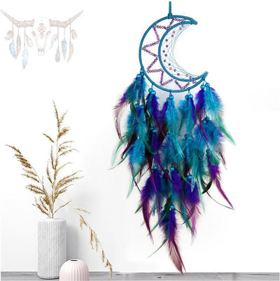 Olivenorma Purple Blue Beaded Black Feather Dream Catcher