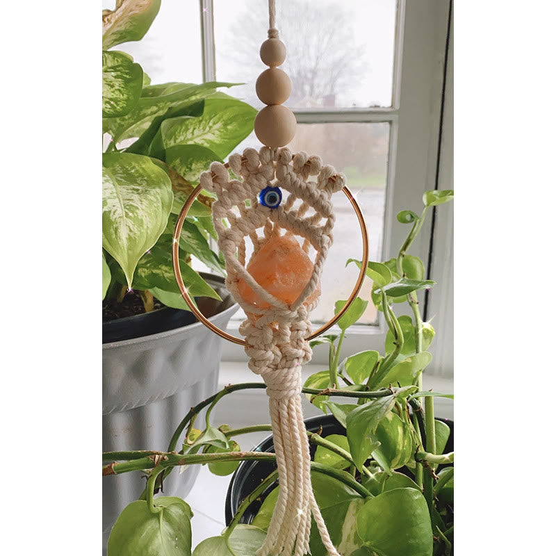 Olivenorma Rose Quartz Evil Eye Weaving Car Pendant Ornament