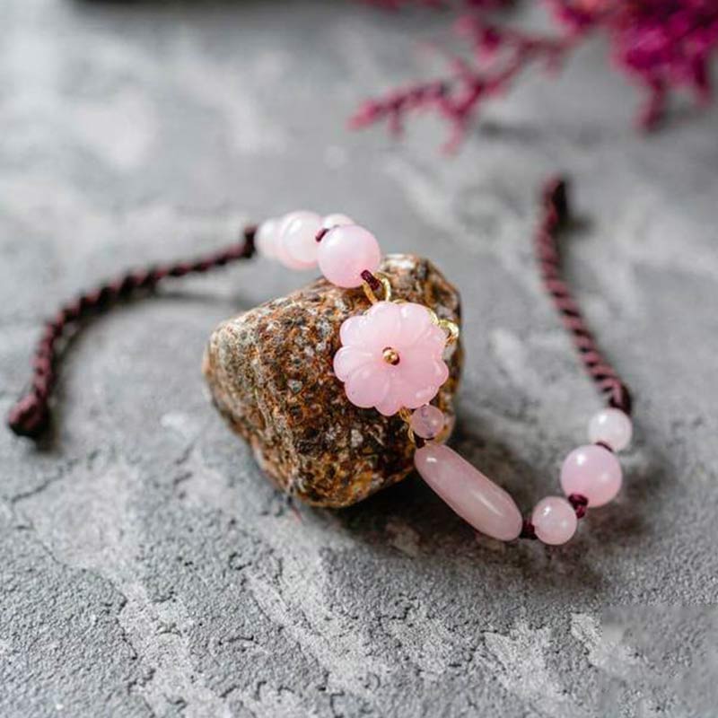 The Flower of Love Rose Quartz Anklet Bracelet