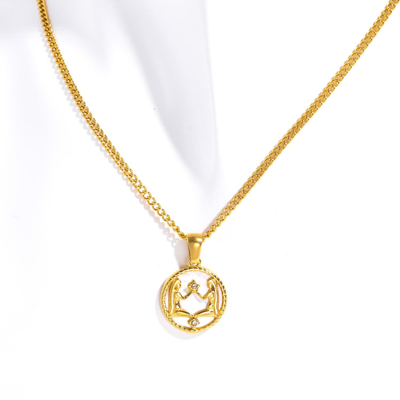 Olivenorma Shell Zodiac 18k Gold Titanium Steel Necklace