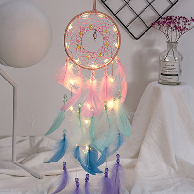 Olivenorma Colorful Acrylic Bead Feather Handmade Dream Catcher - Without Lights - image 1