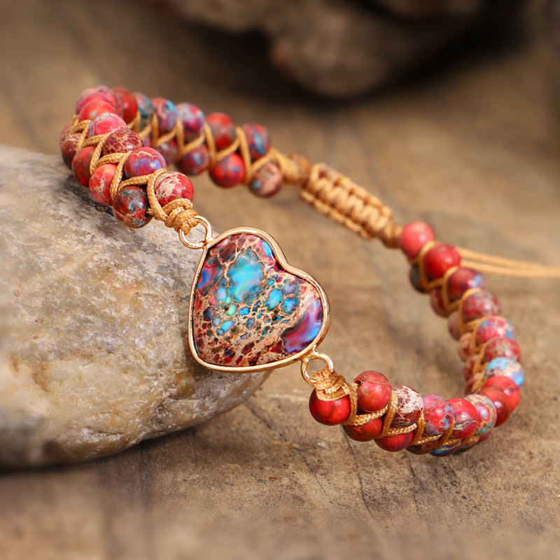 Olivenorma Red Emperor Stone Heart Bracelet