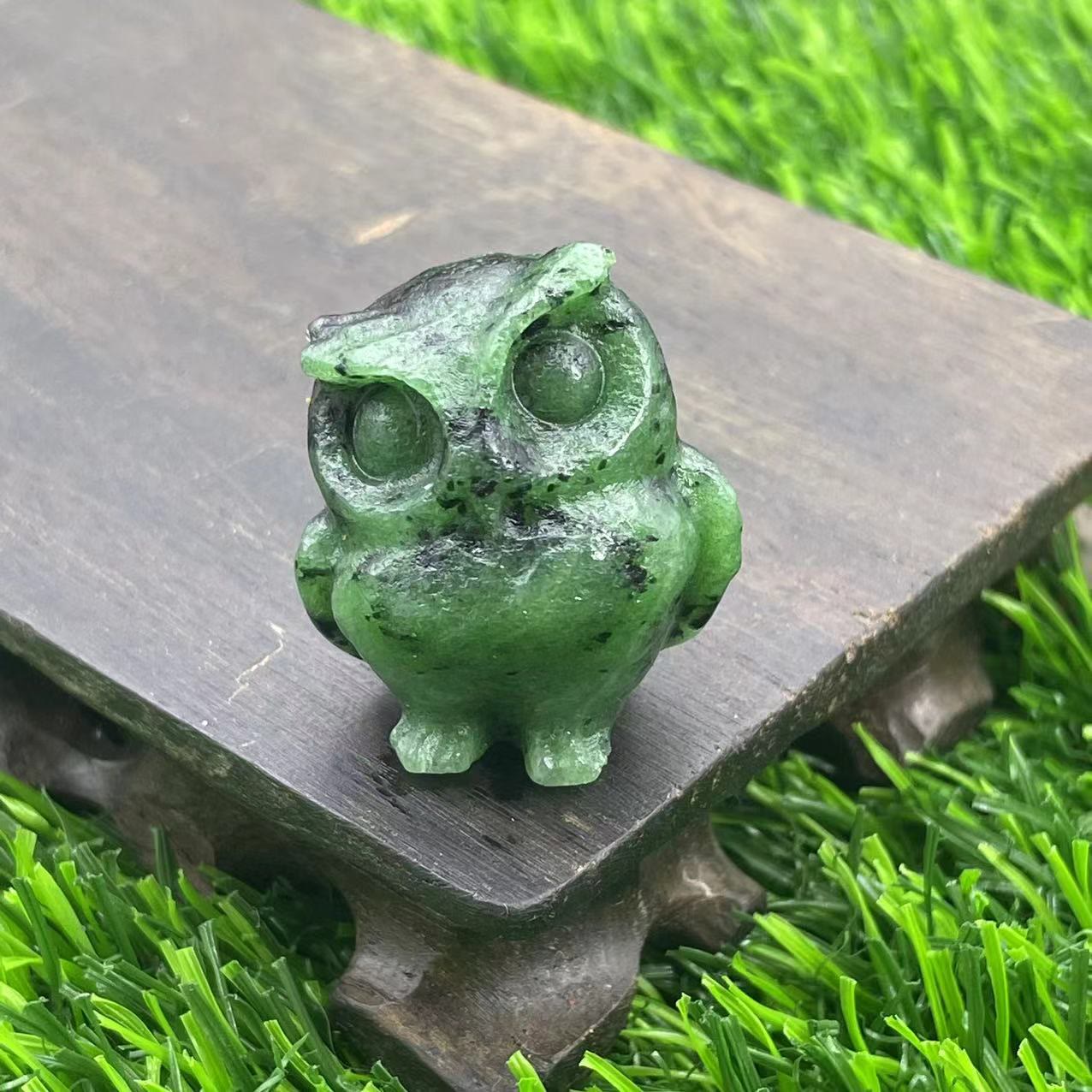 Olivenorma 3.5cm Natural Crystal Owl Ornament Gemstone Decoration - Ruby Zoisite - image 49